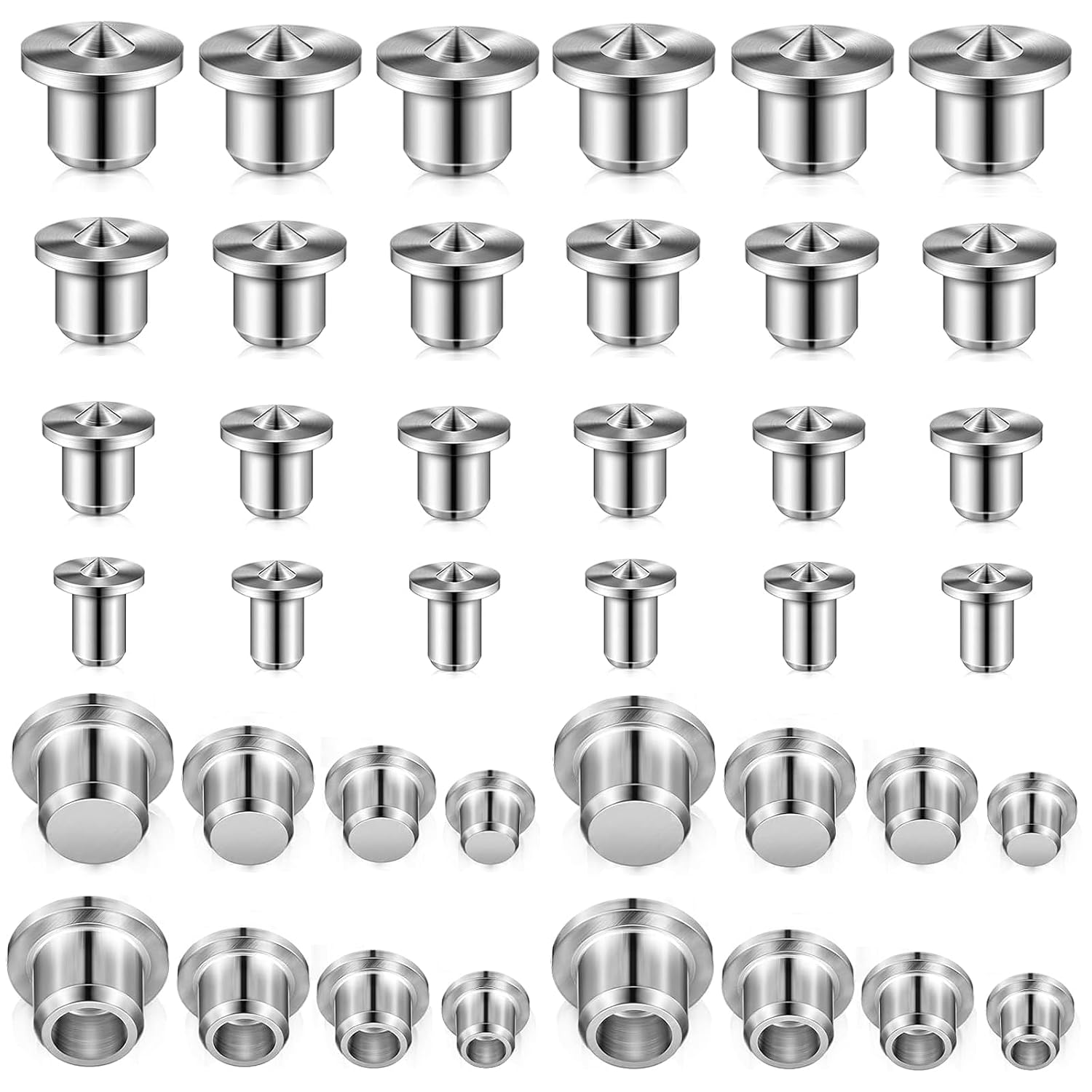 32 Pieces Dowel Pins Center Point Set Solid Hollow Dowel Tenon Center Transfer Plugs Pointed Dowel and Tenon Center