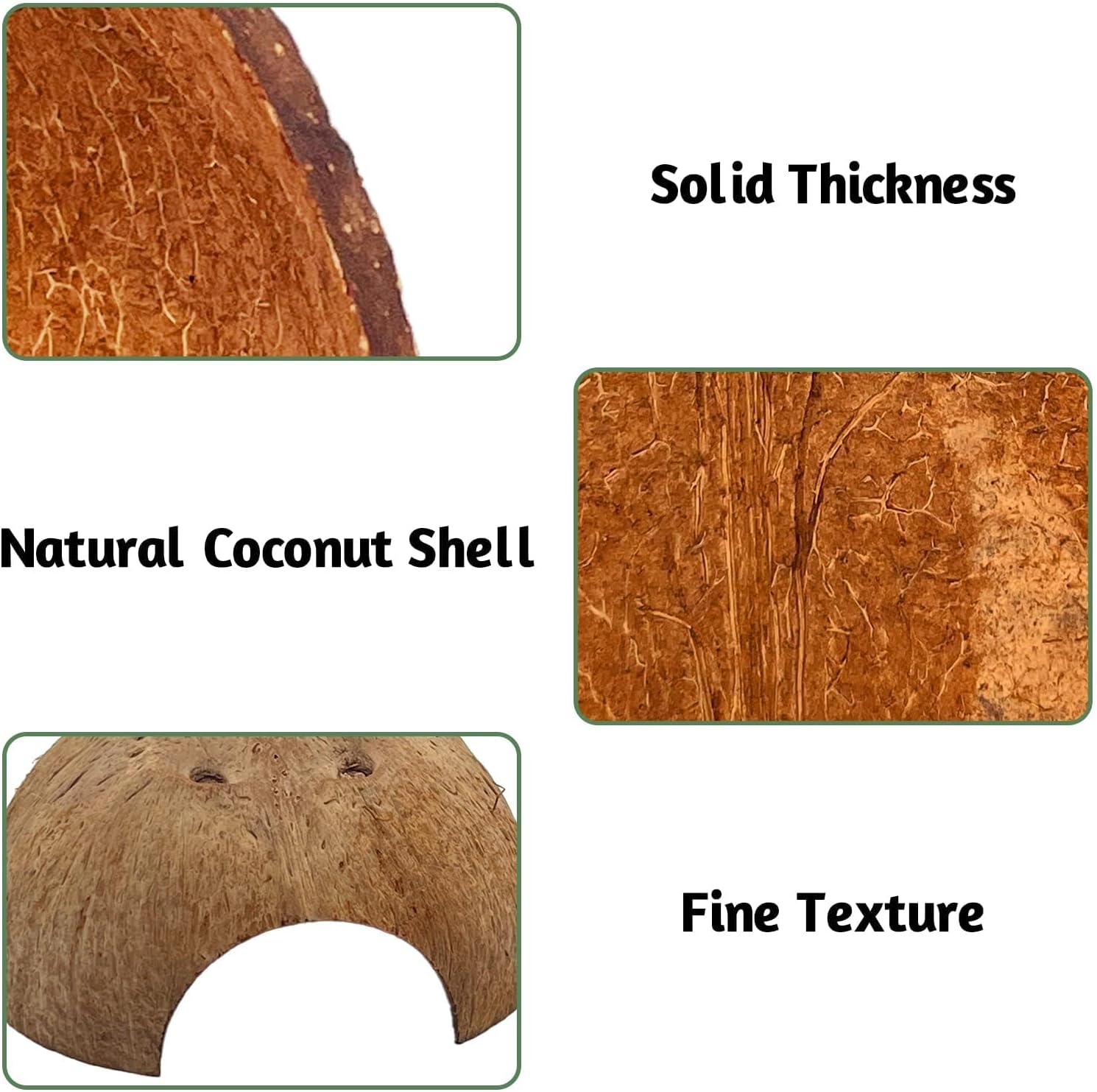 2 PCS Natural Coconut Reptile Hideouts Lizard Coco Hut Hermit Crab Hut Aquarium Fish Hide Cave Spider Snail Climber Toys
