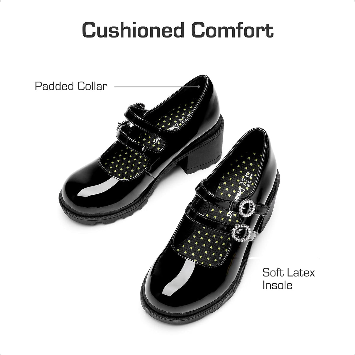 Mary Jane Shoes for Girls Platform School Uniform Party Chunky Dress Heel Double Straps Flats for Little Big Kid