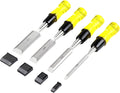 Wood Chisel Sets，4-Piece Woodworking Tools Set, CR-V Steel Beveled Edge Blades with Safety Caps. Durable PVC High