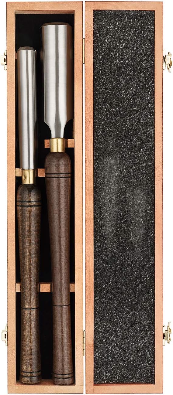 2-Piece HSS Roughing Gouge Wood Turning Lathe Tools Set | Pre-sharpened high speed steel blades maintain sharp edges