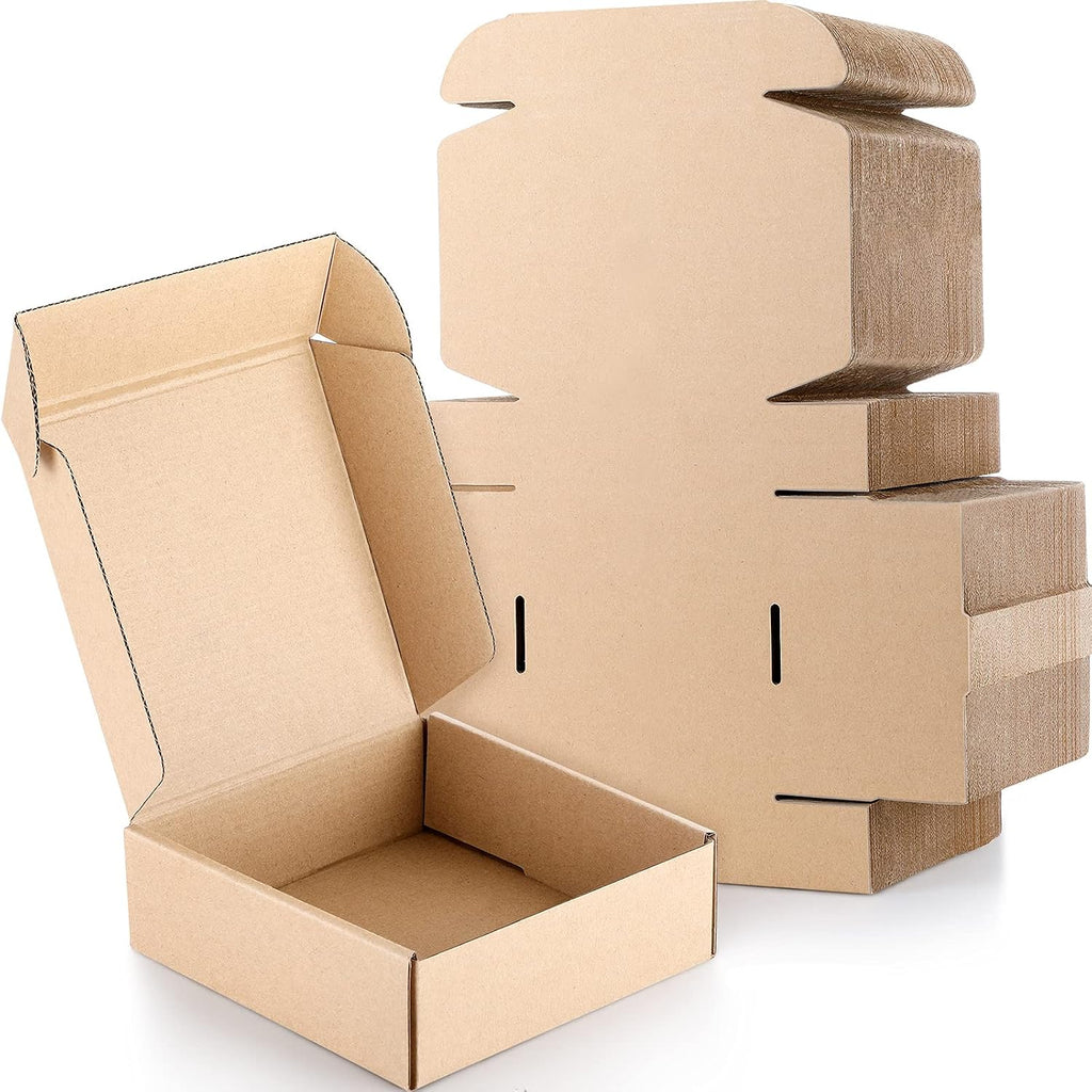 100 Pcs Small Shipping Boxes, 6 x 6 x 2 Inches, Brown