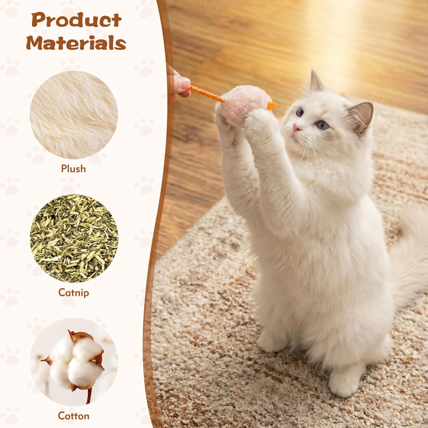 12PCS 2.36 Inch Cat Mice Toys, Prefilled Catnip Plush Catnip Toys, Realistic Design Interactive Cat Mouse Toys for
