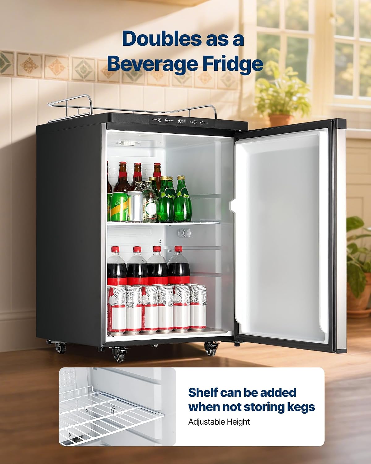 Beer Kegerator, Triple Tap Home Draft Beer Dispenser for Ball Lock