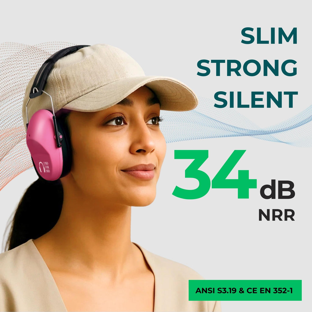 34dB NRR Ear Protection, Noise Reduction Ear Muffs - Pink