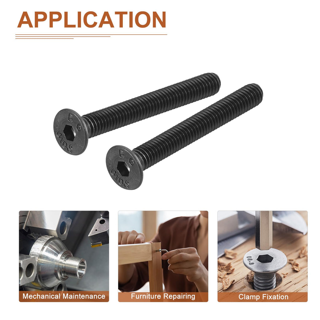 DTGN M4-0.7x30mm Flat Head Socket Cap Screws, 100 Pack Hex Socket Flat Head Screws Carbon Steel Black Oxide, Full Thread, Countersunk Bolts
