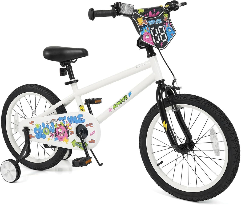 Kids Bike, 12 14 16 18 Inch Children Bicycle with DIY Design, Training Wheels, Dual Brakes and Adjustable Seat, Girls