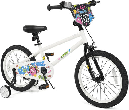 Kids Bike, 12 14 16 18 Inch Children Bicycle with DIY Design, Training Wheels, Dual Brakes and Adjustable Seat, Girls