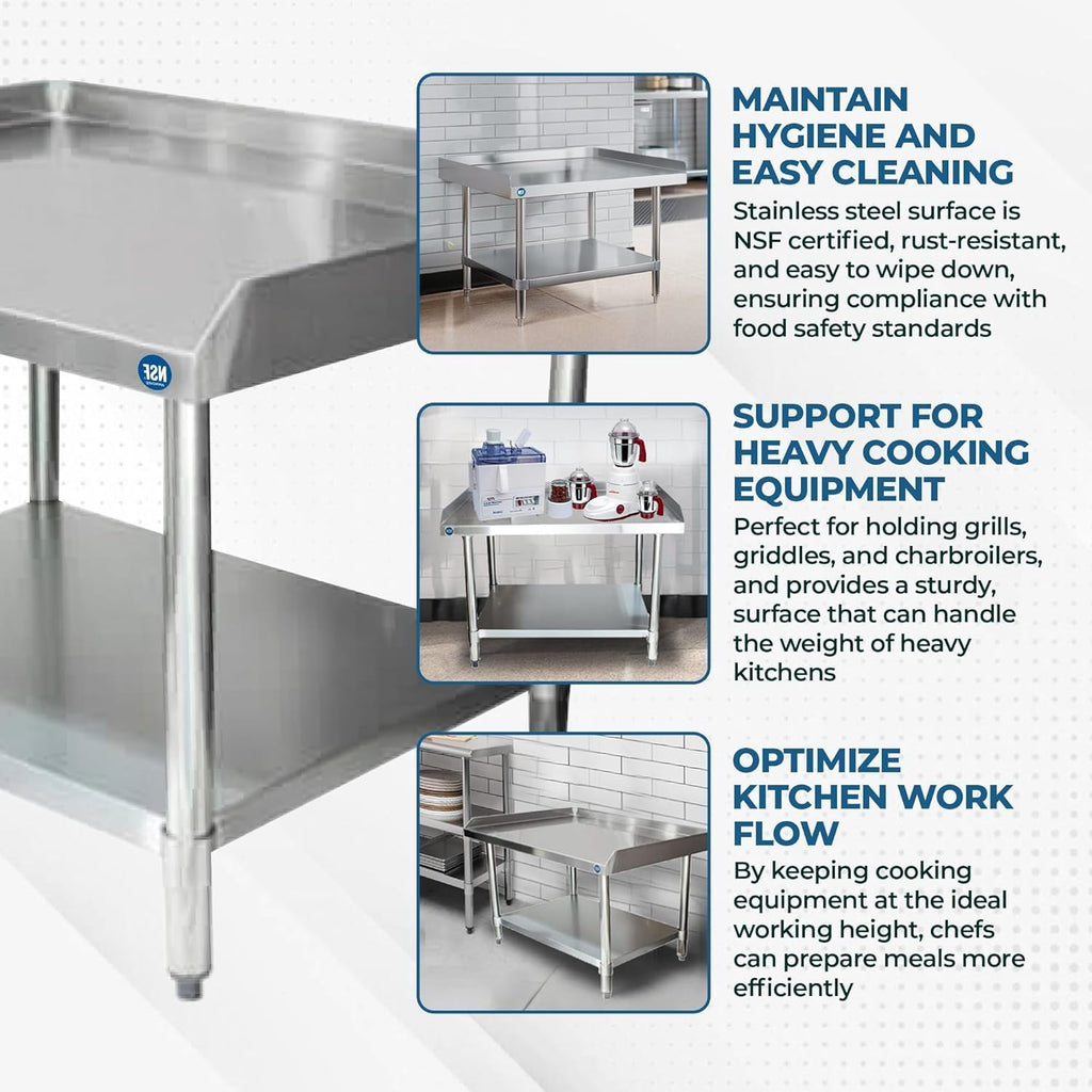 24" x 24" Equipment Stand with Adjustable Undershelf, T-430, NSF