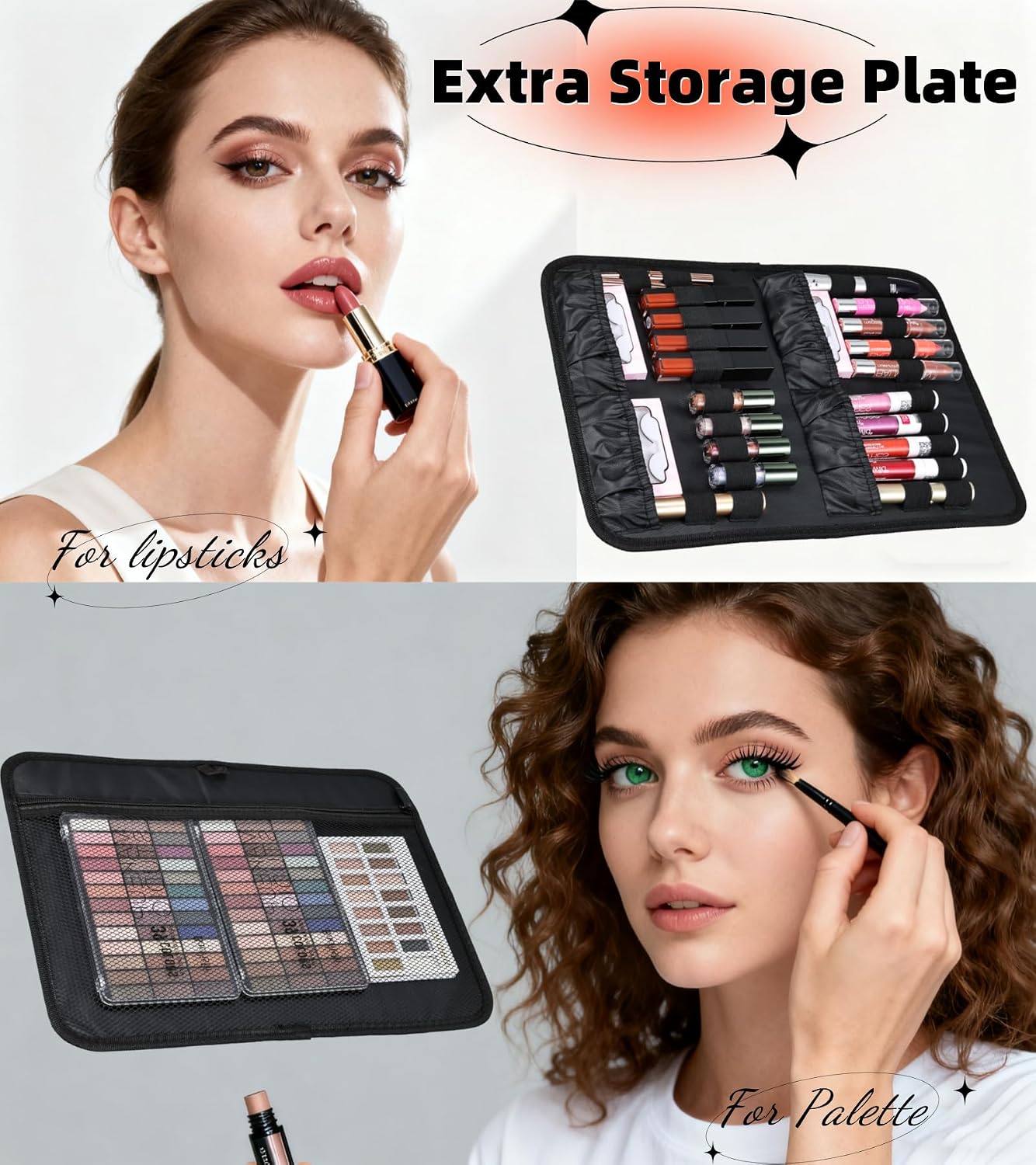 Large Makeup Bag, 3 Layers 17” Makeup Case Organizer with Mirror Professional Cosmetic Storage Backpack Box Travel