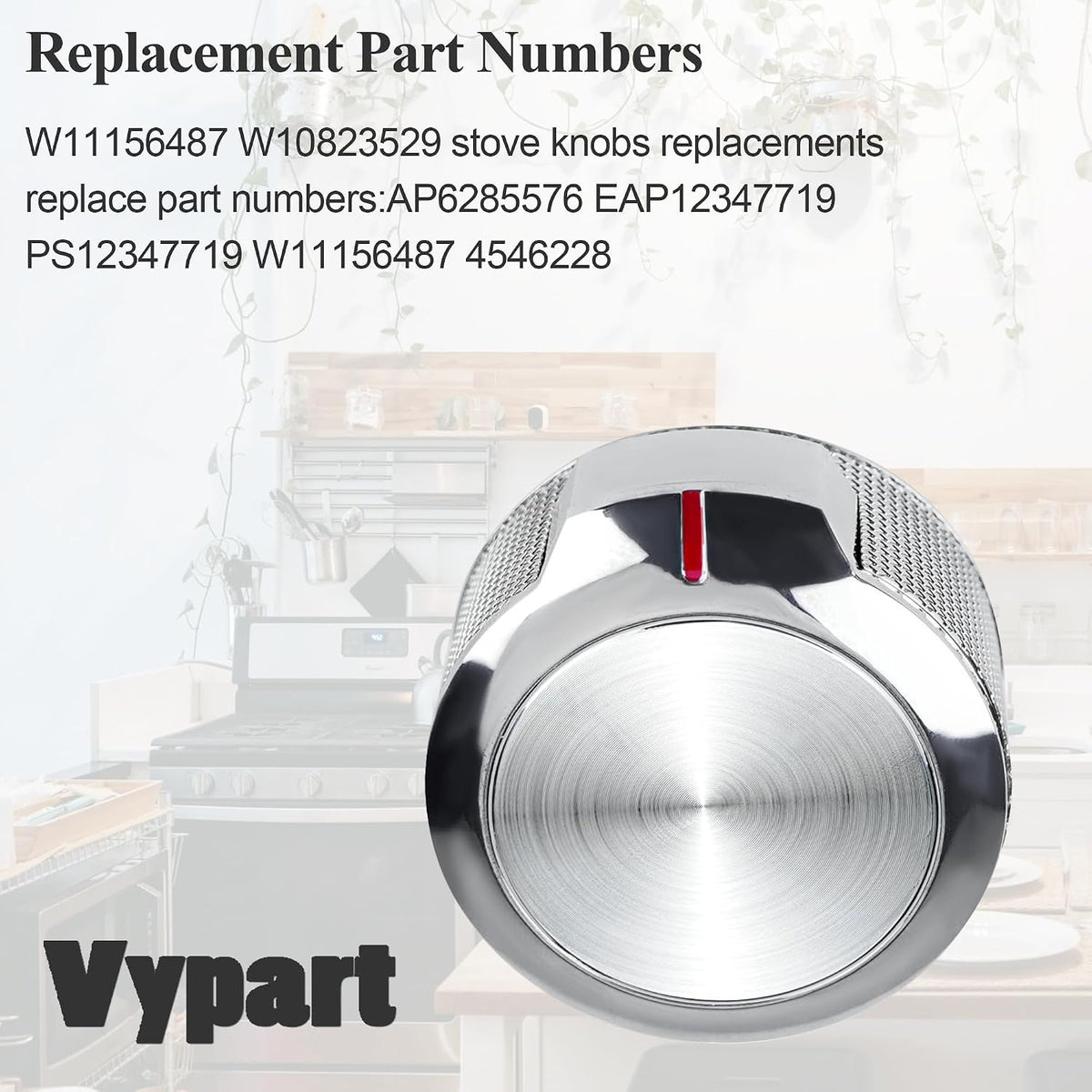 W10823529 Oven Range Control Knob - for Whirlpool KitchenAid Oven Range Stove Knob - Brushed Chrome Stainless Steel Finish - Replaces W11156487 AP6285576 EAP12347719 PS12347719 4546228-4 pcs