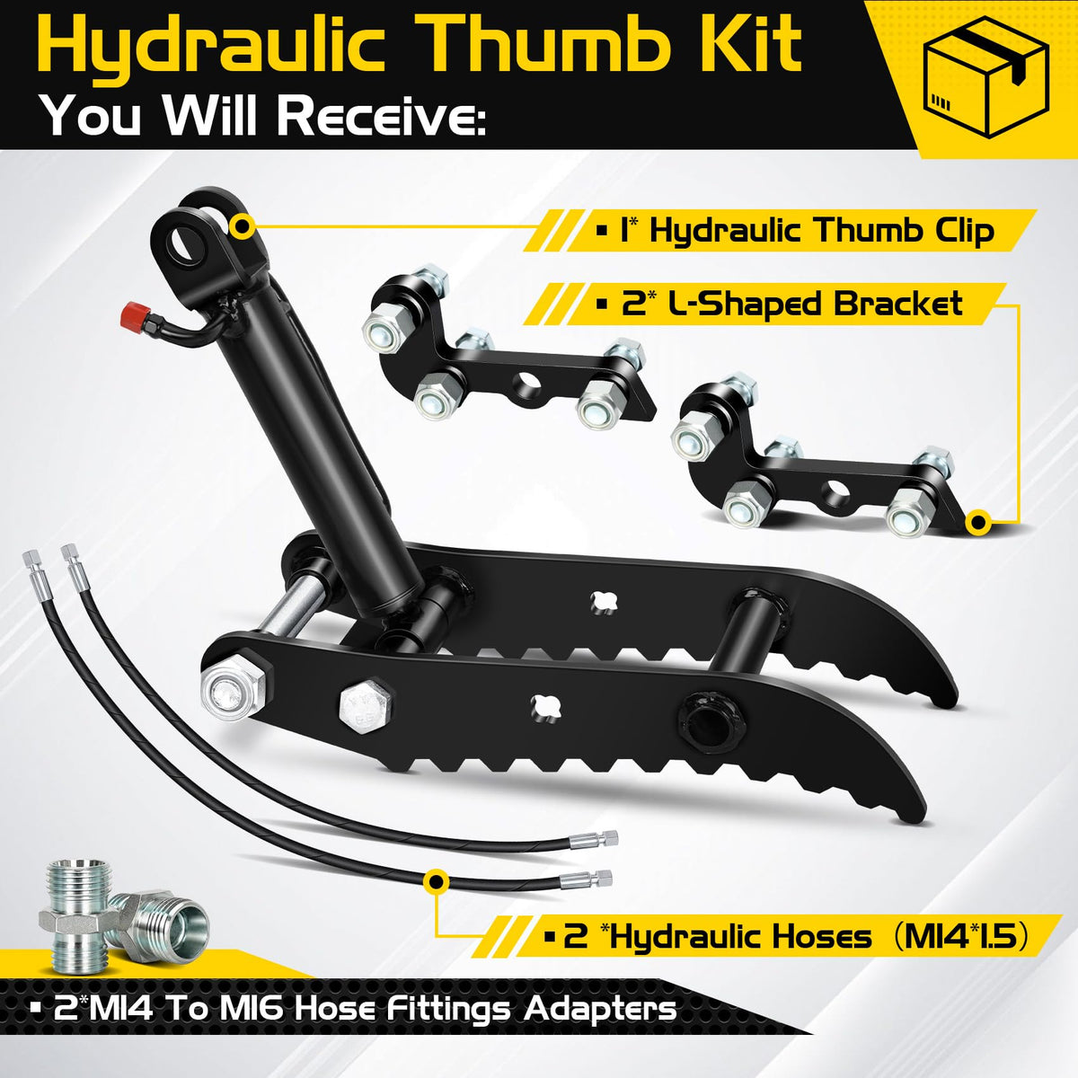 Mini Excavator Hydraulic Thumb for Typhon & AGT Excavators, 2Pcs L-Bracket