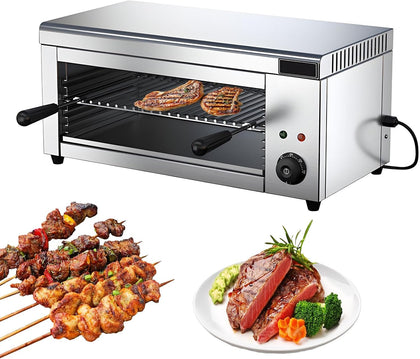 Commercial Salamander Broiler Countertop Grill, 2000W Electric Salamander Cheese Melter Stainless Steel Wall Mounted
