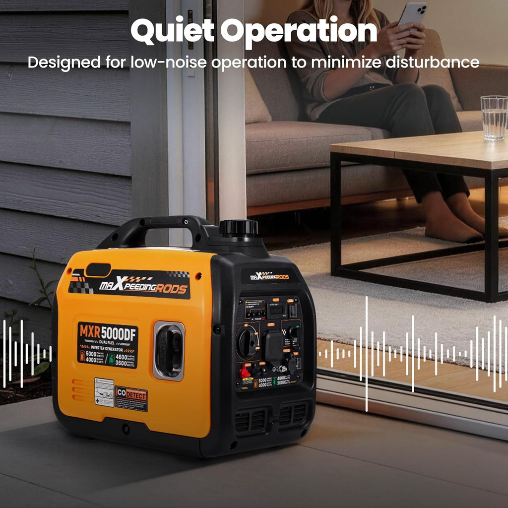 5KW Dual Fuel Inverter Generator for RV Outdoor Events Home | 5000 Watt Gasoline&Propane Powered,CO
