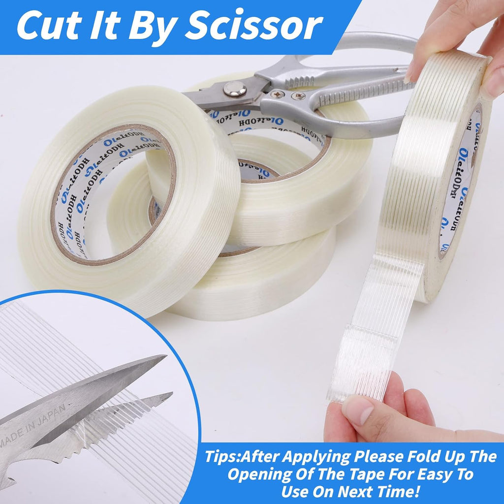 32 Rolls Strapping Tape 1 Inch x 60 Yards 5.5 Mil Fiberglass Tape