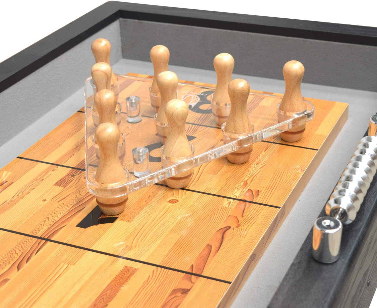 Shuffleboard Bowling Pin Set with 10 Pcs Bowling Pins Durabel Triangular Pinsetter Resin Bowling Ball and Carrying Bag