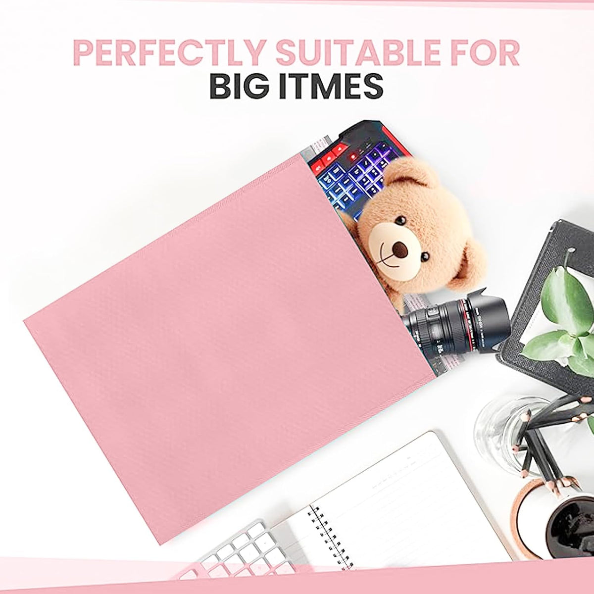 Light Pink Bubble Mailers 14.25x20, Poly Padded Envelopes #7, 15 Pack