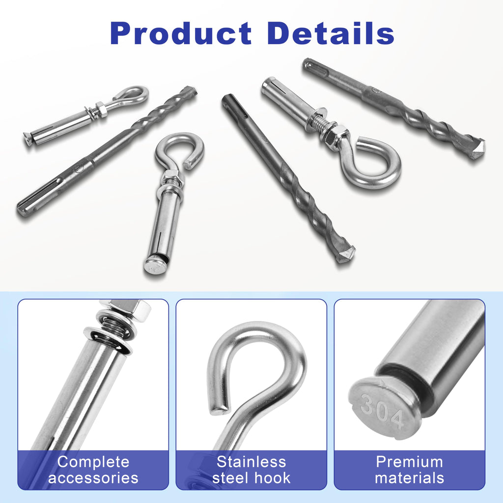SRZTXU 32 Pack 1/4" X 3-1/2" Expansion Eye Bolt,Concrete Eyebolt Anchors