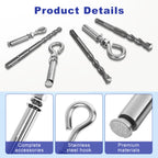 SRZTXU 32 Pack 1/4" X 3-1/2" Expansion Eye Bolt,Concrete Eyebolt Anchors
