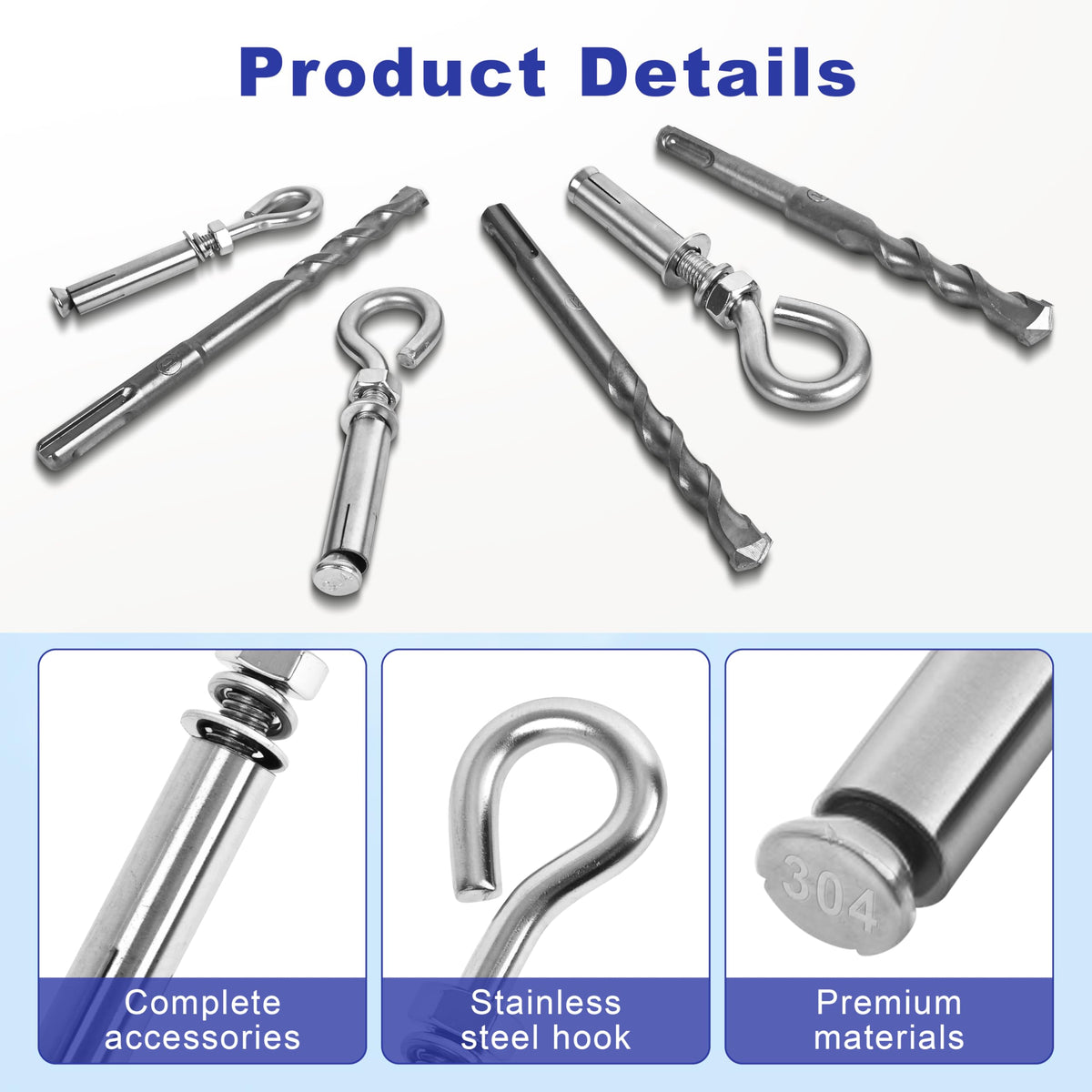 SRZTXU 32 Pack 1/4" X 3-1/2" Expansion Eye Bolt,Concrete Eyebolt Anchors