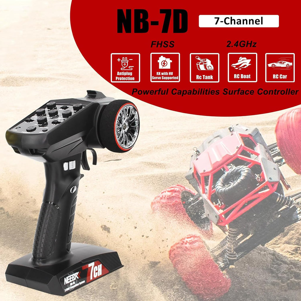 7 Channels RC Transmitter with Receiver Built-in Light Control System and 12LED Light Set, 2.4GHz Radio Remote