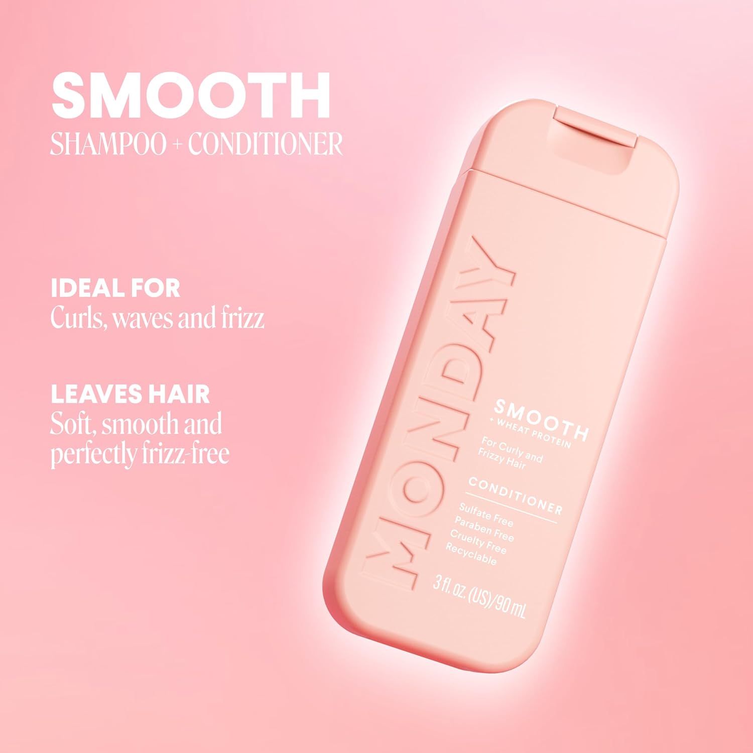 SMOOTH Shampoo + Conditioner with Wheat Protein & Avocado Oil for Frizz-Prone Hair 90 mL (Dual Set)