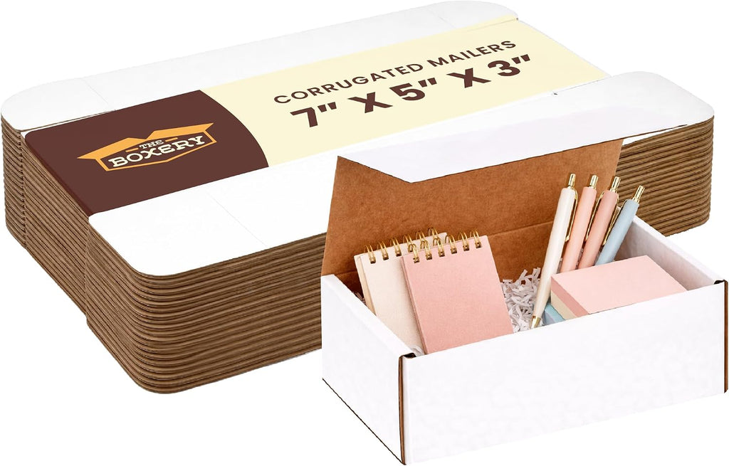 Corrugated Mailers White Tuck Shipping Boxes (7x5x3)