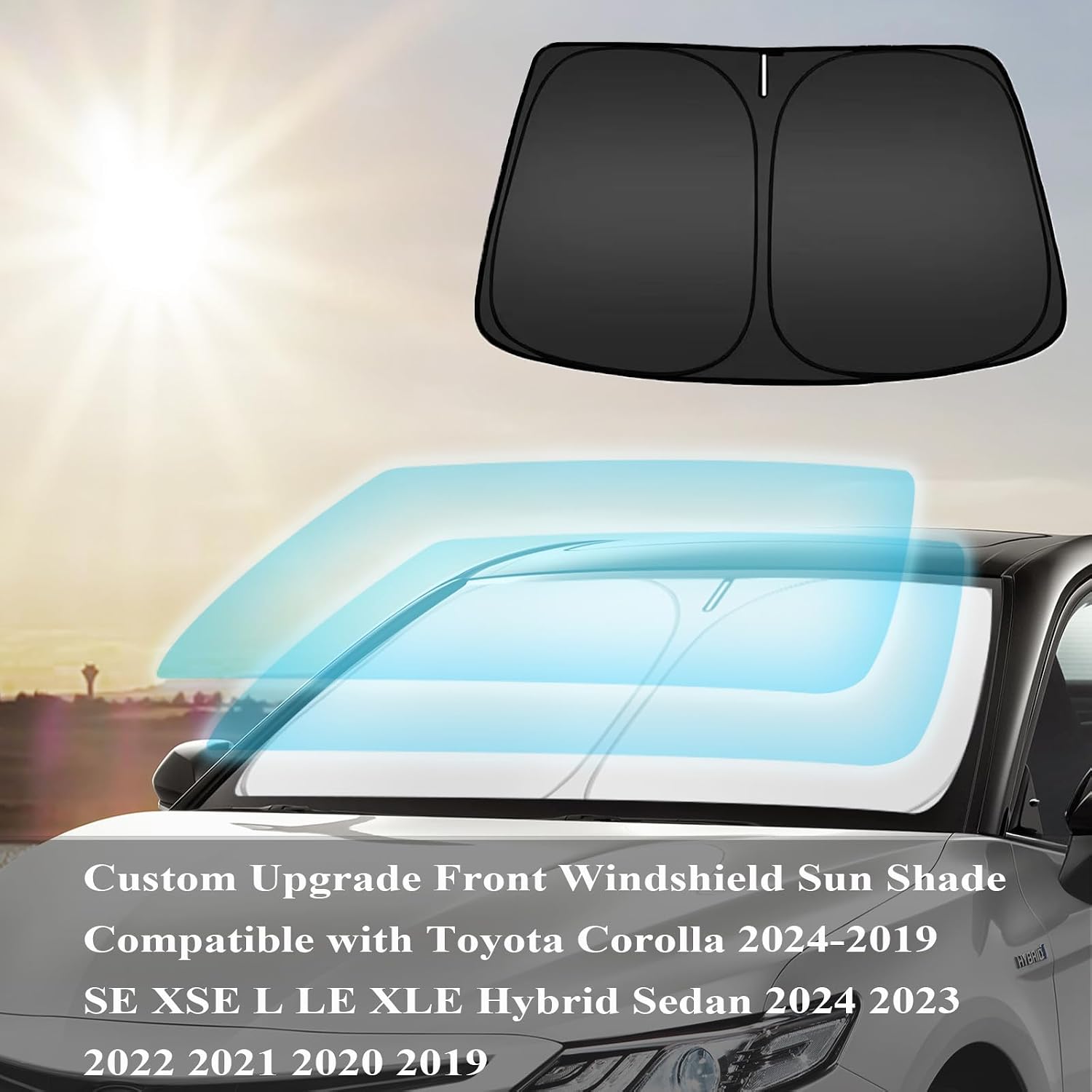 Toyota Corolla Windshield Sun Shade Cover for 2014-2025 Toyota Corolla 4-Layers Front Window Shade 240T Sunshade Sun
