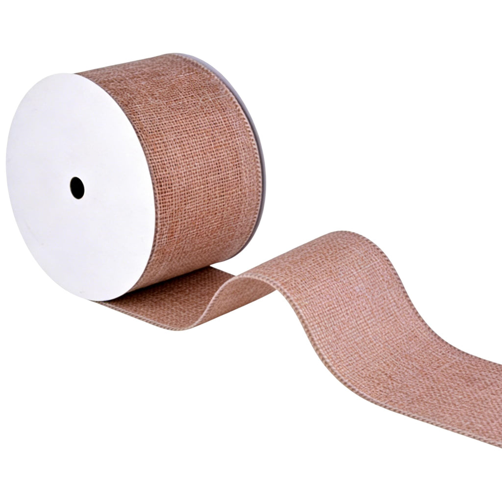 Natural Linen Wired Edge Ribbon,2.5 in x10Yd,for Gift Wrapping