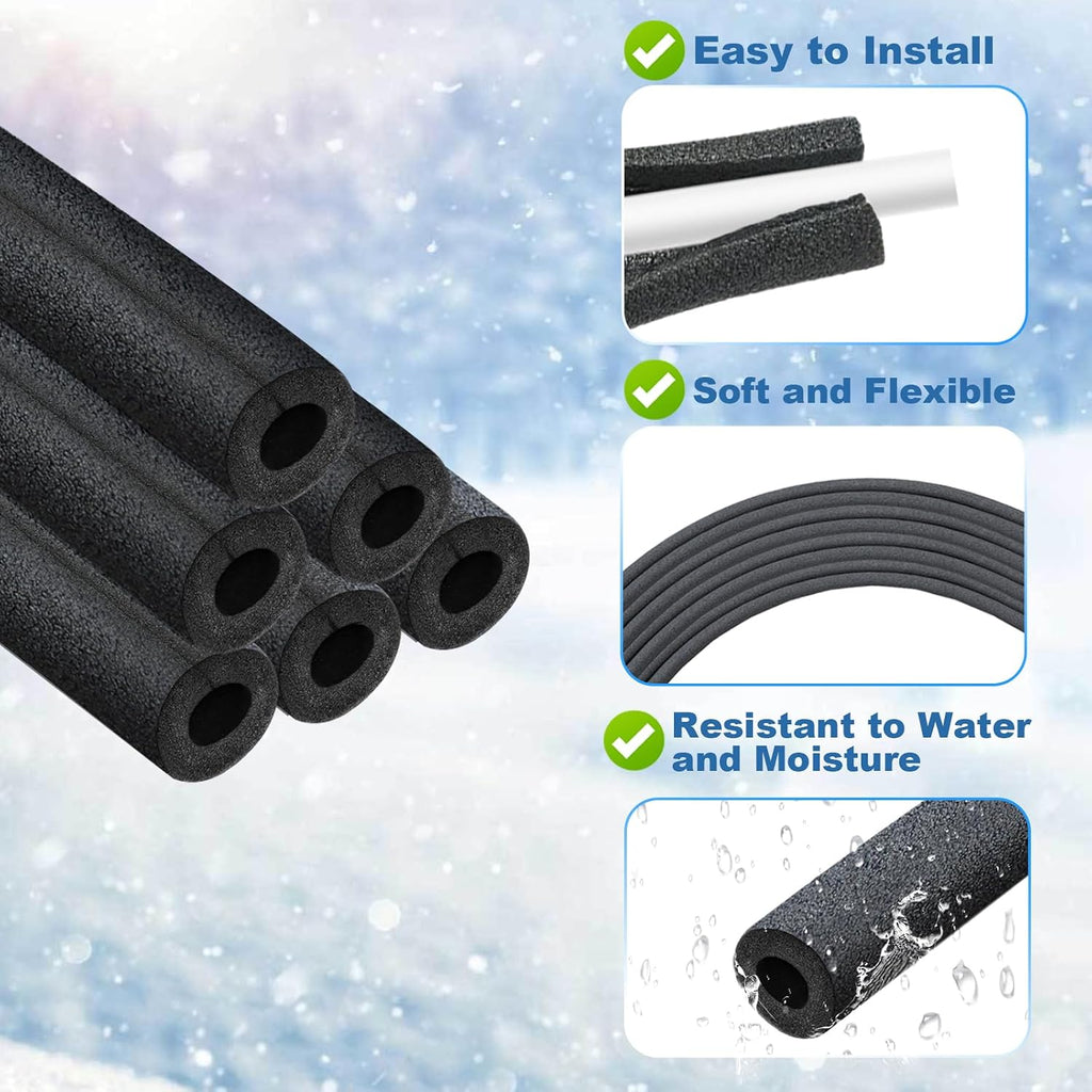 Foam Pipe Insulation Covers, 3/4" Water Pipe Freeze Protection | 12PCS Foam Tube Wraps for Indoor and Outdoor Water