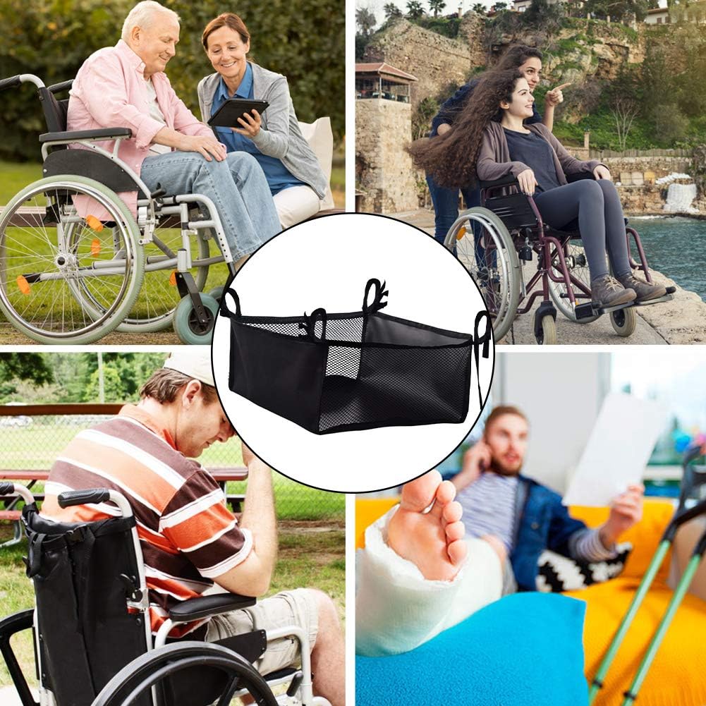 Wheelchair Bag, Rollator Seat Bag, Wheelchair Storage Bag, Side Storage Organizer, Lightweight and Heavy Duty Travel