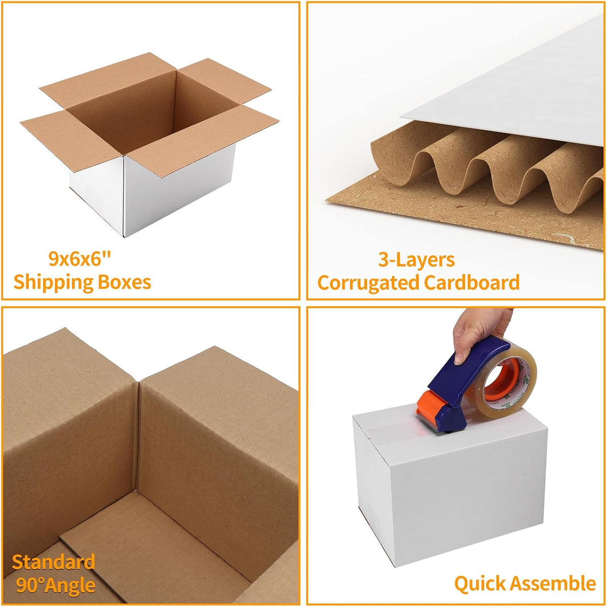 9x6x6 Shipping Boxes Set of 25, Small White Cardboard Mailer Box for Packing, Mailing, Business,DIY