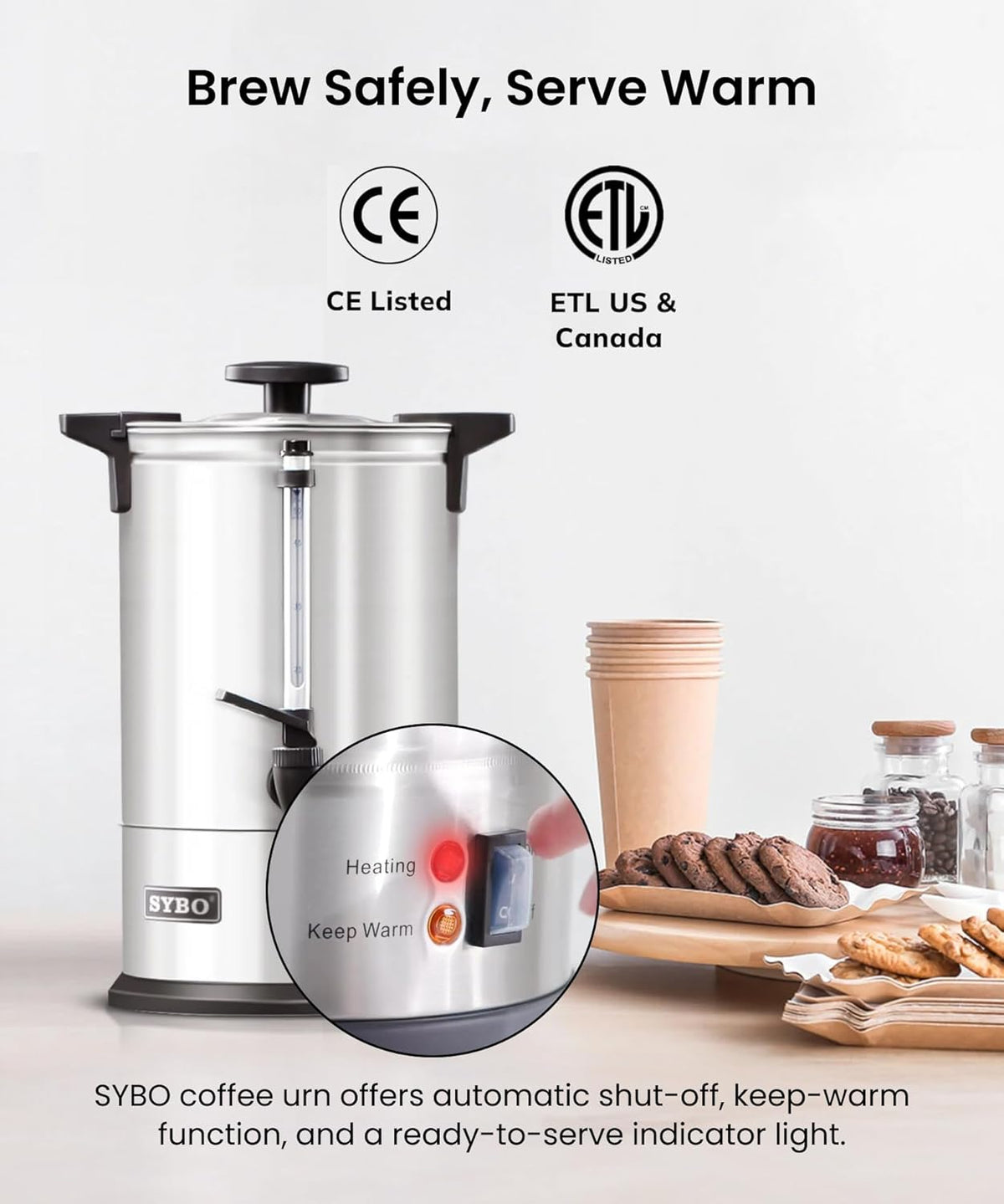120 Cup Commercial Coffee Urn, 18 L Large Coffee Maker