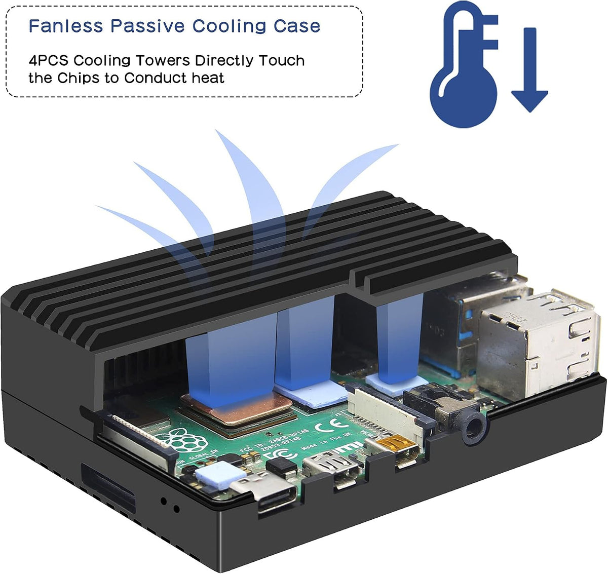 Geekworm P173 Heavy Duty Passive Cooling Aluminum Case for Raspberry Pi 4
