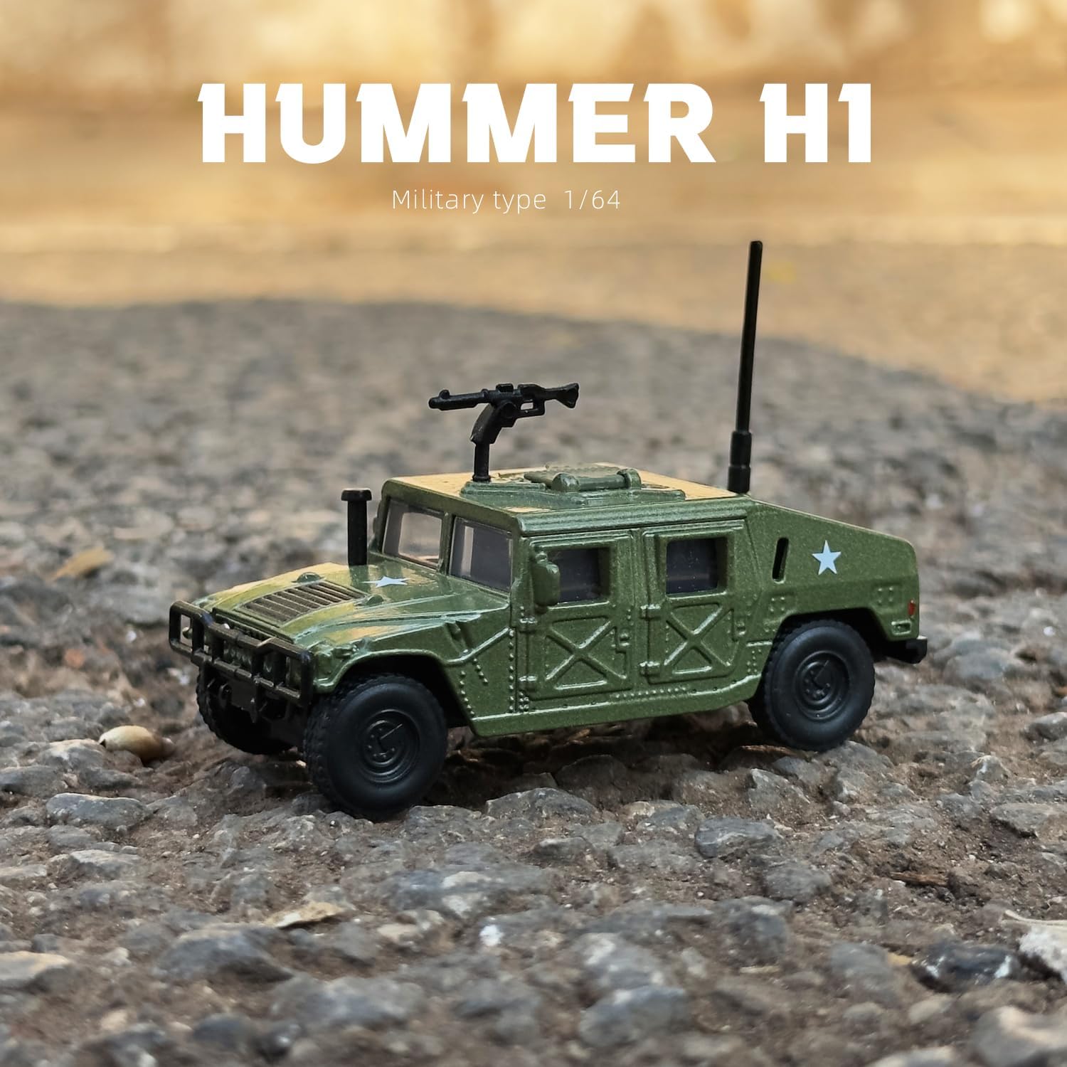 1/64 Hummer H1 Car Model Military Truck Off Road Vehicle | Die-cast Metal Model Kit Military Armored Car