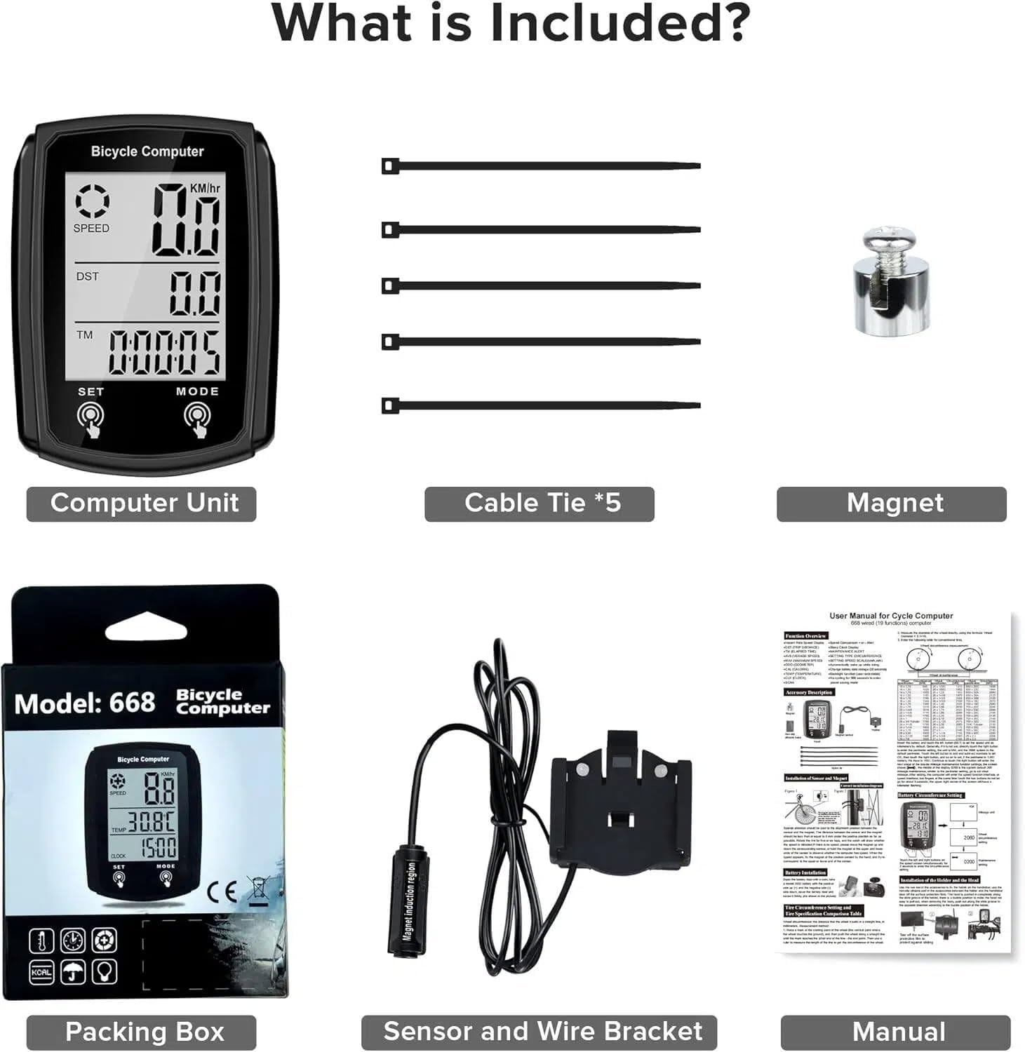 Bike Computer and Bicycle Odometer Wired MPH KM/H Bike Speedometer with Automatic Wake-Up Cycling Speed Tracker LCD