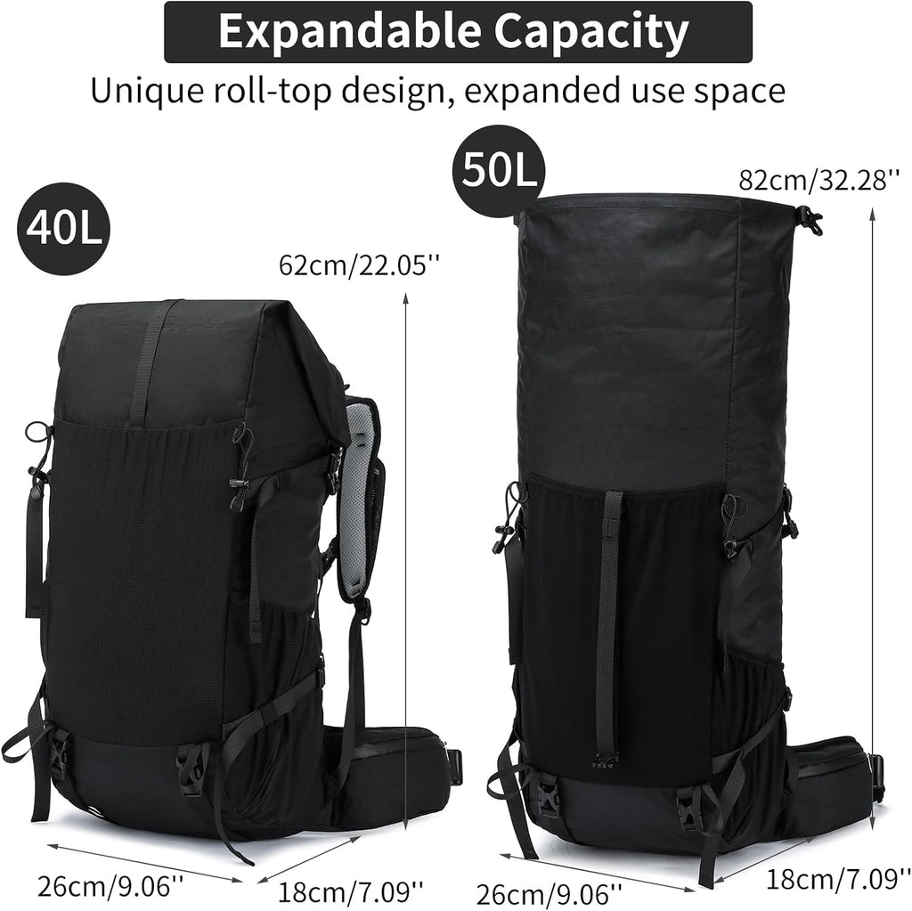 Hiking Backpack,40L to 50L Extra Large Capacity Hiking Bag,Internal Frame Camping Backpack,Upgraded X-PAC Lightweight