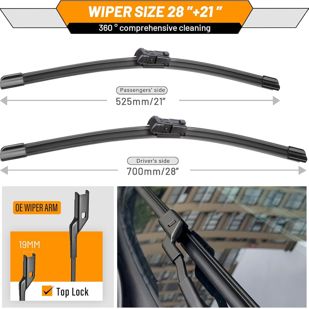 28"+21" Windshield Wipers Replacement for Ford Transit-150 Transit-250 Transit-350 2023 2022 2021 2020 2019 2018 2017