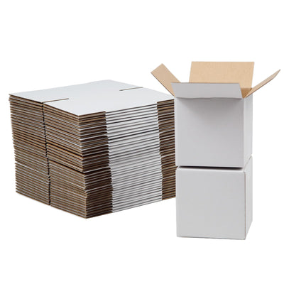 4x4x4 Inches Shipping Boxes Set of 40, White Corrugated Cardboard Box Literature Mailer for Packing Small Business