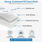 Double-Sided Removable Foam Tape, 1 in x 16.5 ft, Wall-Safe Mounting Tape