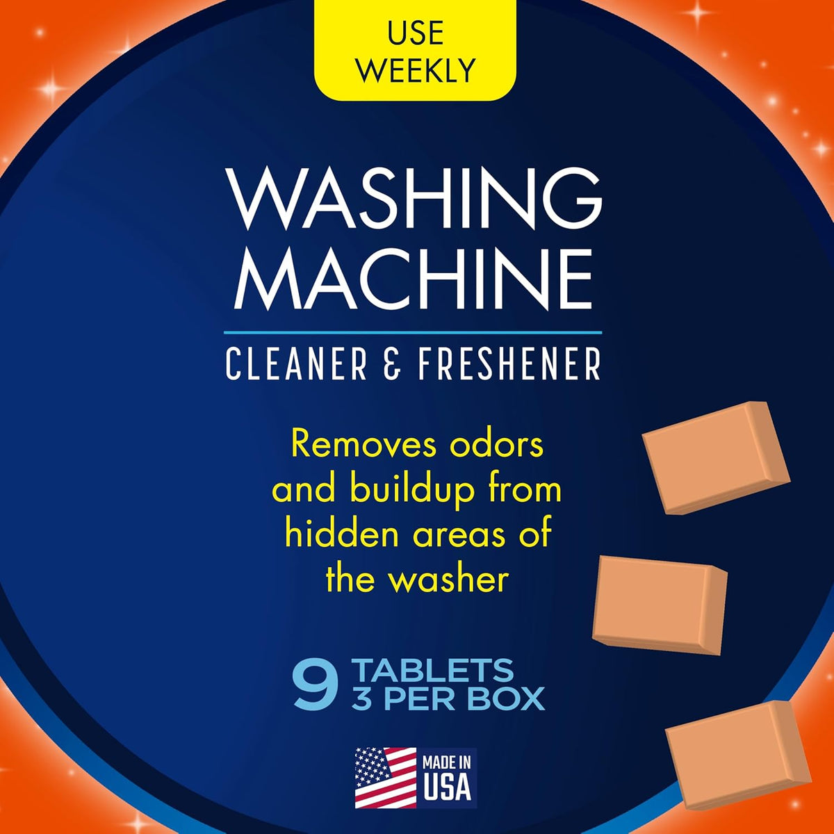 Washing Machine Cleaner & Freshener, Fresh Scent, 9 Tablets