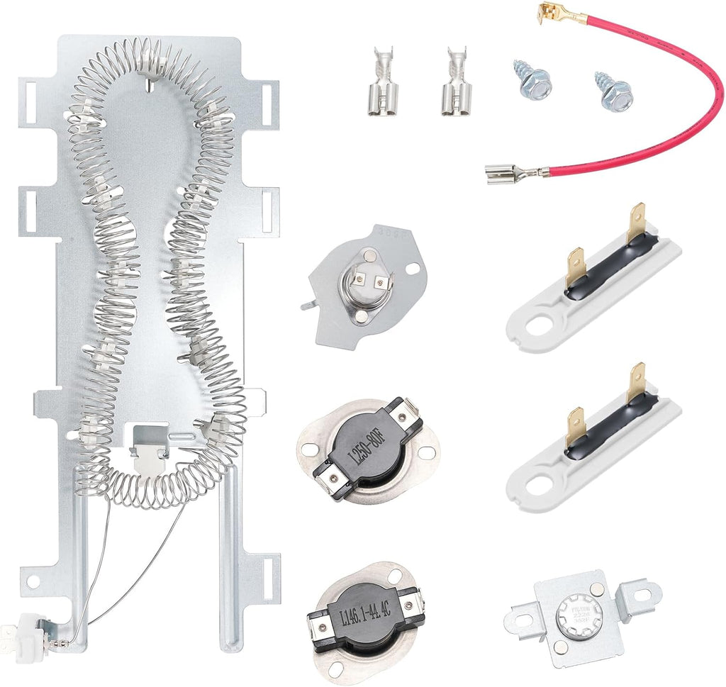 WED75HEFW0, WED9200SQ0/1, WED7300XW0, MED3500FW0 Replacement for Whirlpool (Cabrio/Duet) & Maytag (Bravos XL) Dryer Heating Element Kit MEDB880BW0, MEDB725BW0, MEDB850YW2, MEDB850WQ0.