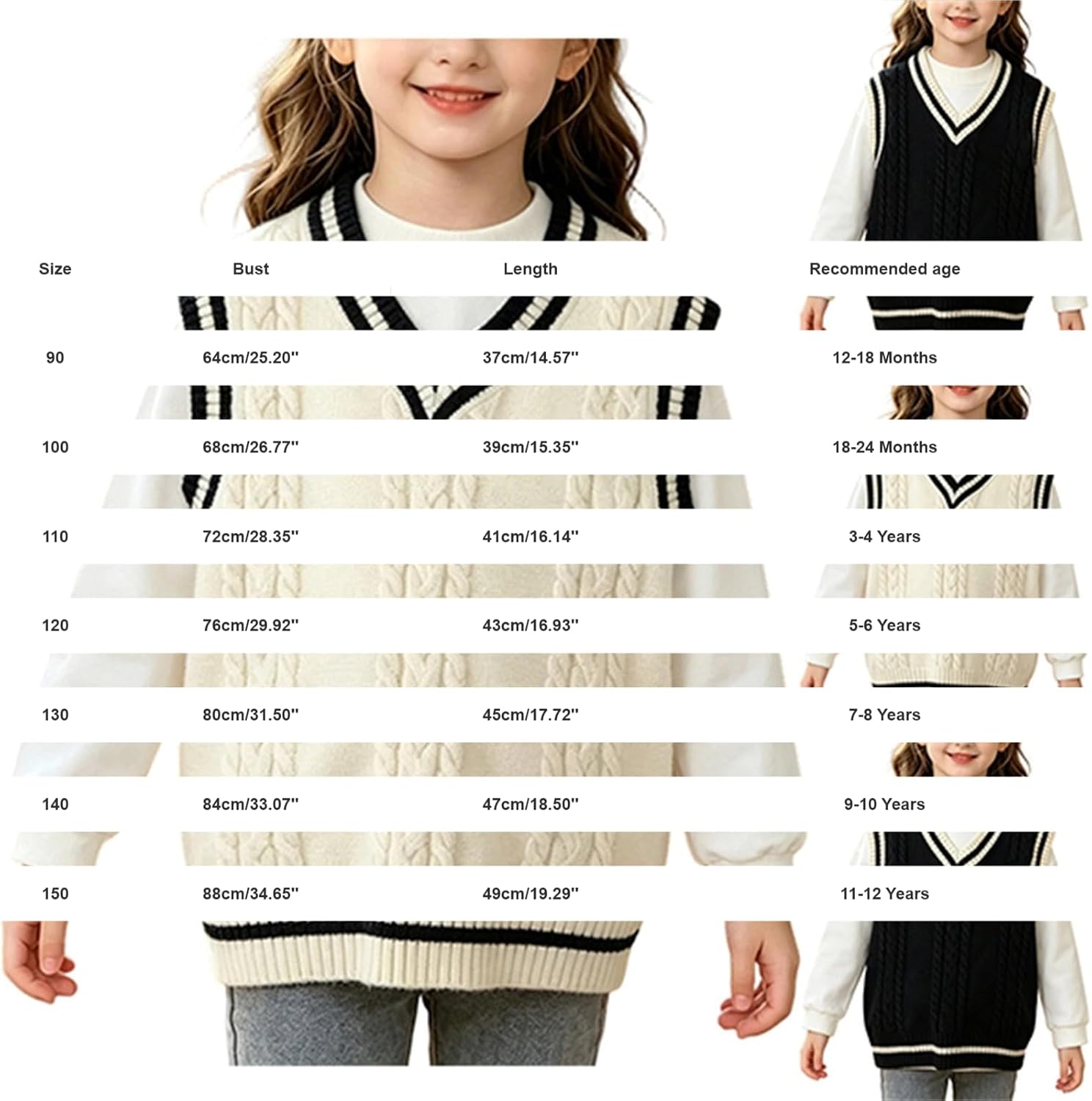 Boys Girls School Uniform Sweater Vest Kids Cable V Neck Sleeveless Knitted Preppy Back to School Color Block Tank Tops