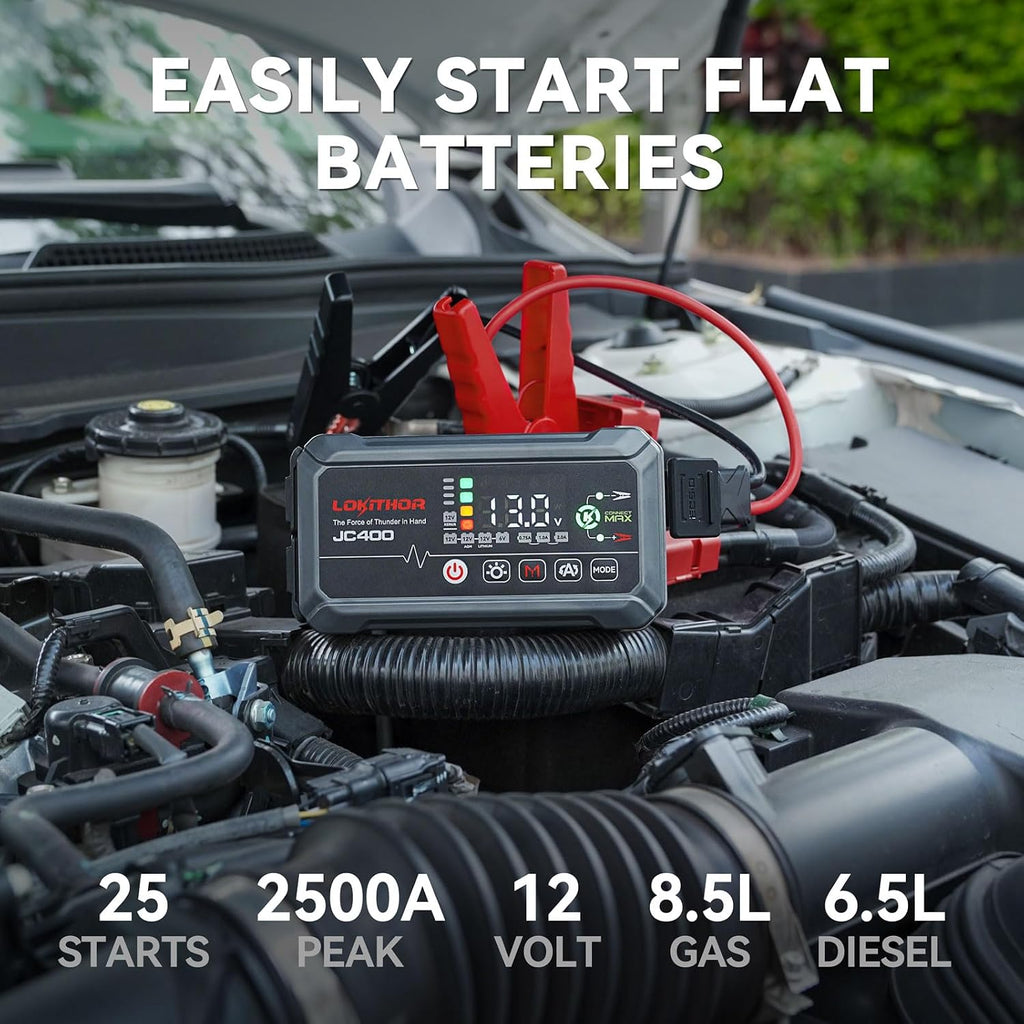 JC400 2A/1A/750mA 6/12V Car Battery Charger & 2500A Jump Starter