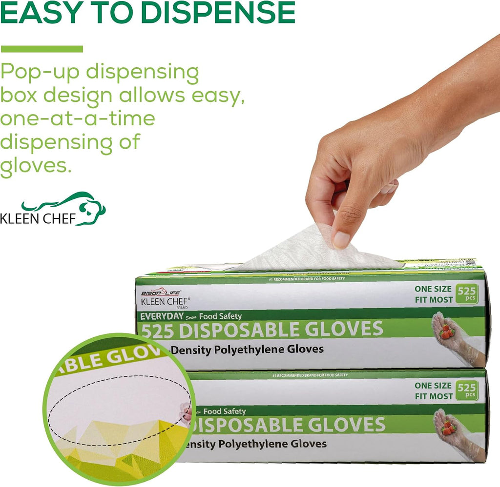 Disposable Food Service & Handling Long Cuff Clear Poly Gloves