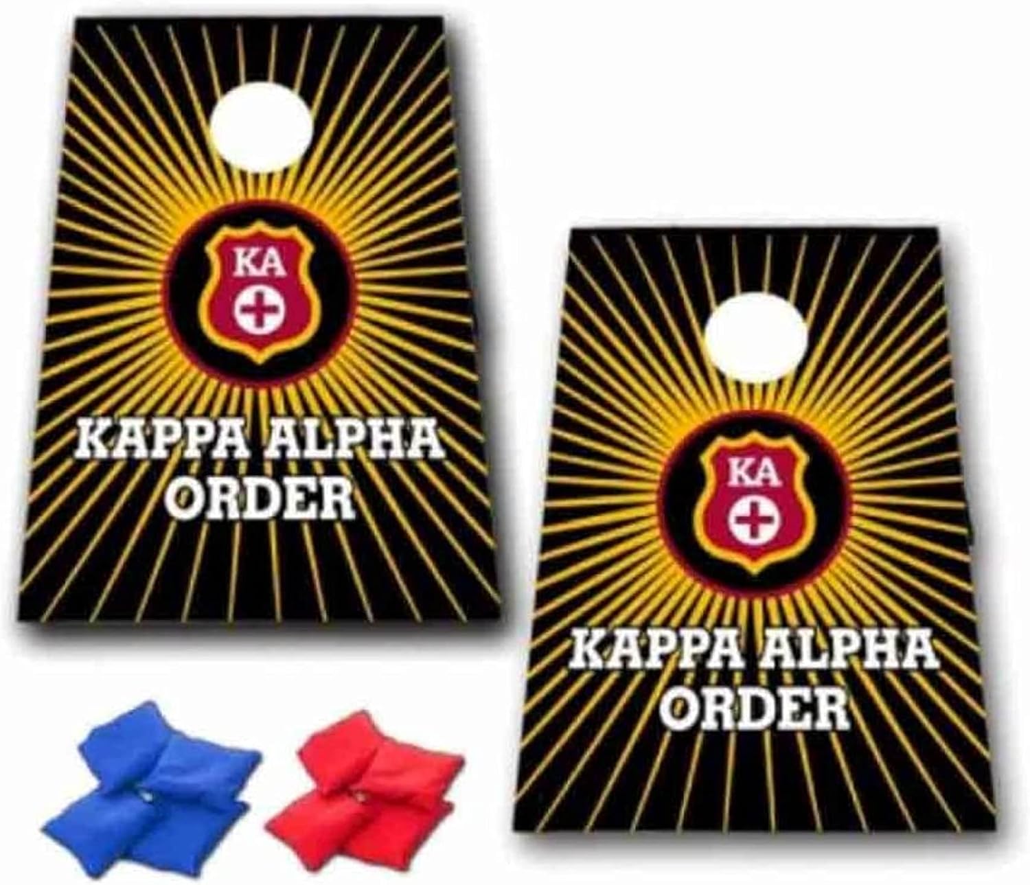 Cornhole Games - Kappa Alpha Order Cornhole Bag Toss Game - Starburst and Shield - 8 Bags Included