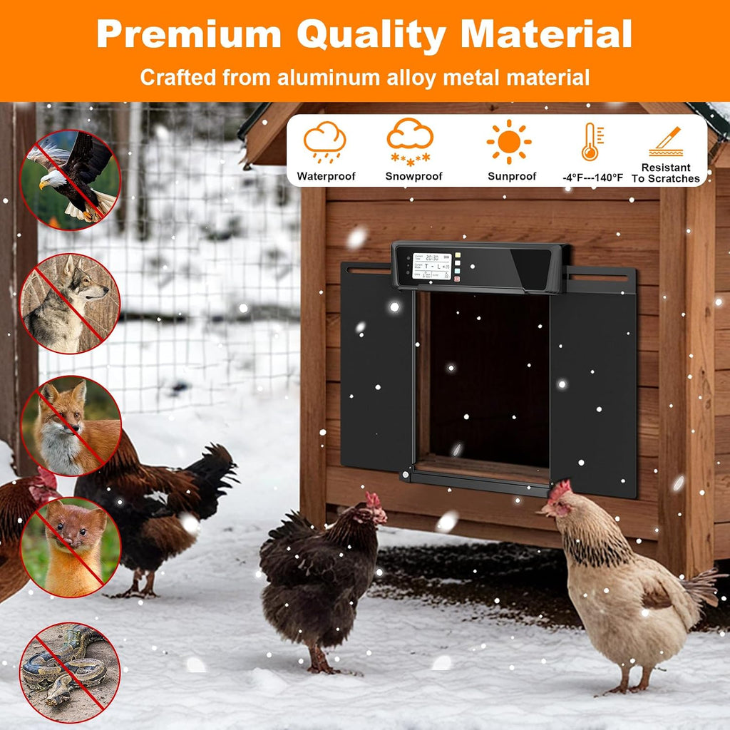 Automatic Chicken Coop Door Solar Powered with Timer & Light Sensor