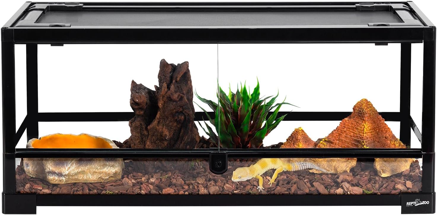 Glass Reptile Terrarium 20 Gallon, Front Opening Reptiles Tank 30" x 12"x 12" for Reptile Pets Gecko Lizard Snake