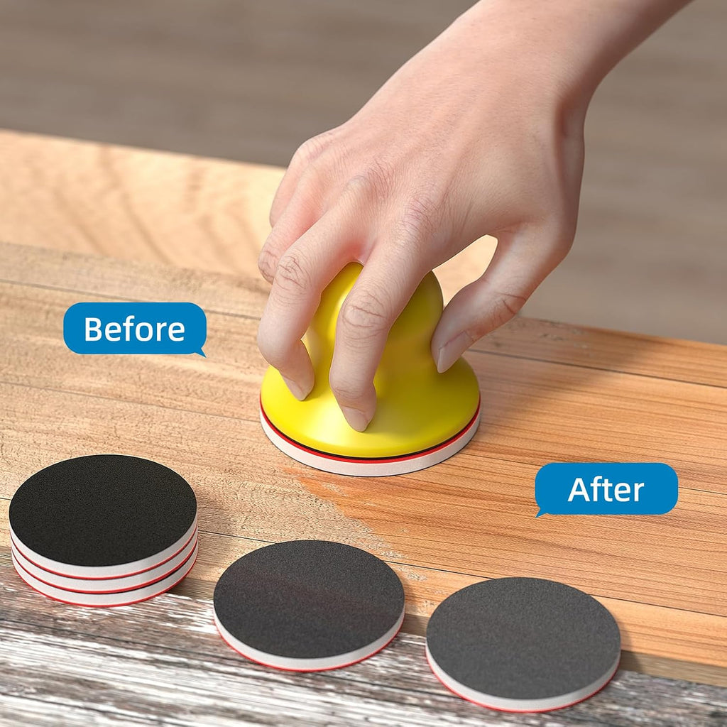 32PCS Sanding Sponge Set，3 Inch Hook & Loop Sanding Sponge Discs Kit, 180–3000 Grit Wet Dry Sanding Pads with 3" Hand