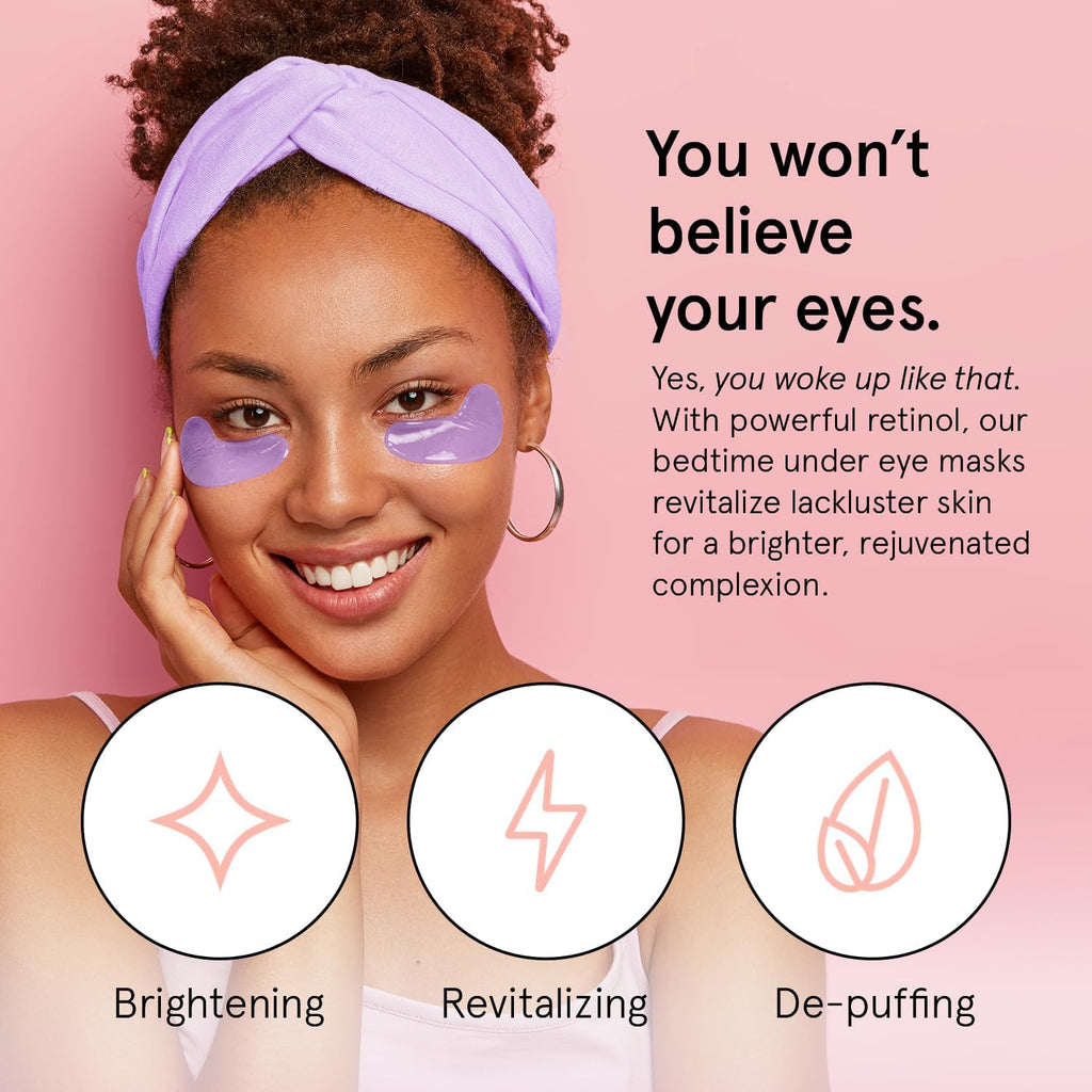 Retinol Under Eye Patches for Puffy Eyes | Restoring Gel Under Eye Masks with Hyaluronic Acid - Birthday Gifts for
